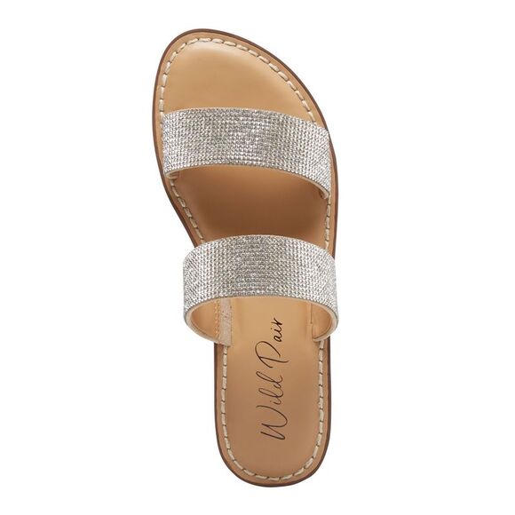 WILD PAIR Womens Silver Ginnie Round Toe Slip On Slide Sandals Shoes 10.5 M - Picture 3 of 4